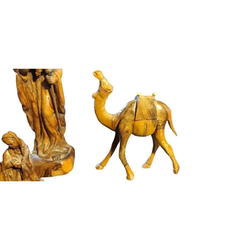 Hand Carved Olive Wood Jesus holding Baby Lamb And Staff Made In Bethlehem 10.5”